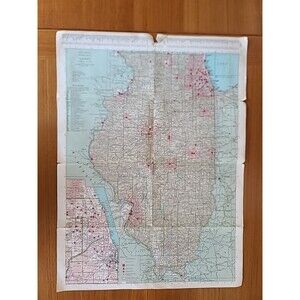 Rand McNally Stanford Map Of Illinois Vintage